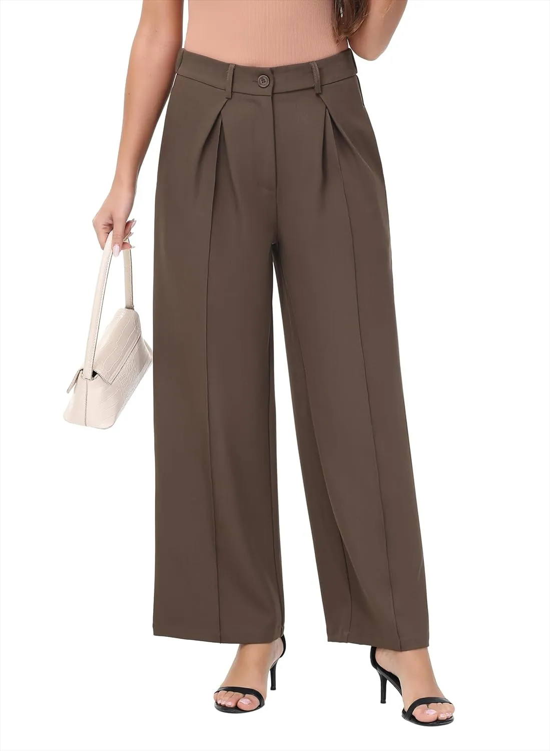 Women Wide Leg High Waisted Flowy Dress Pants Workout Casual Trousers