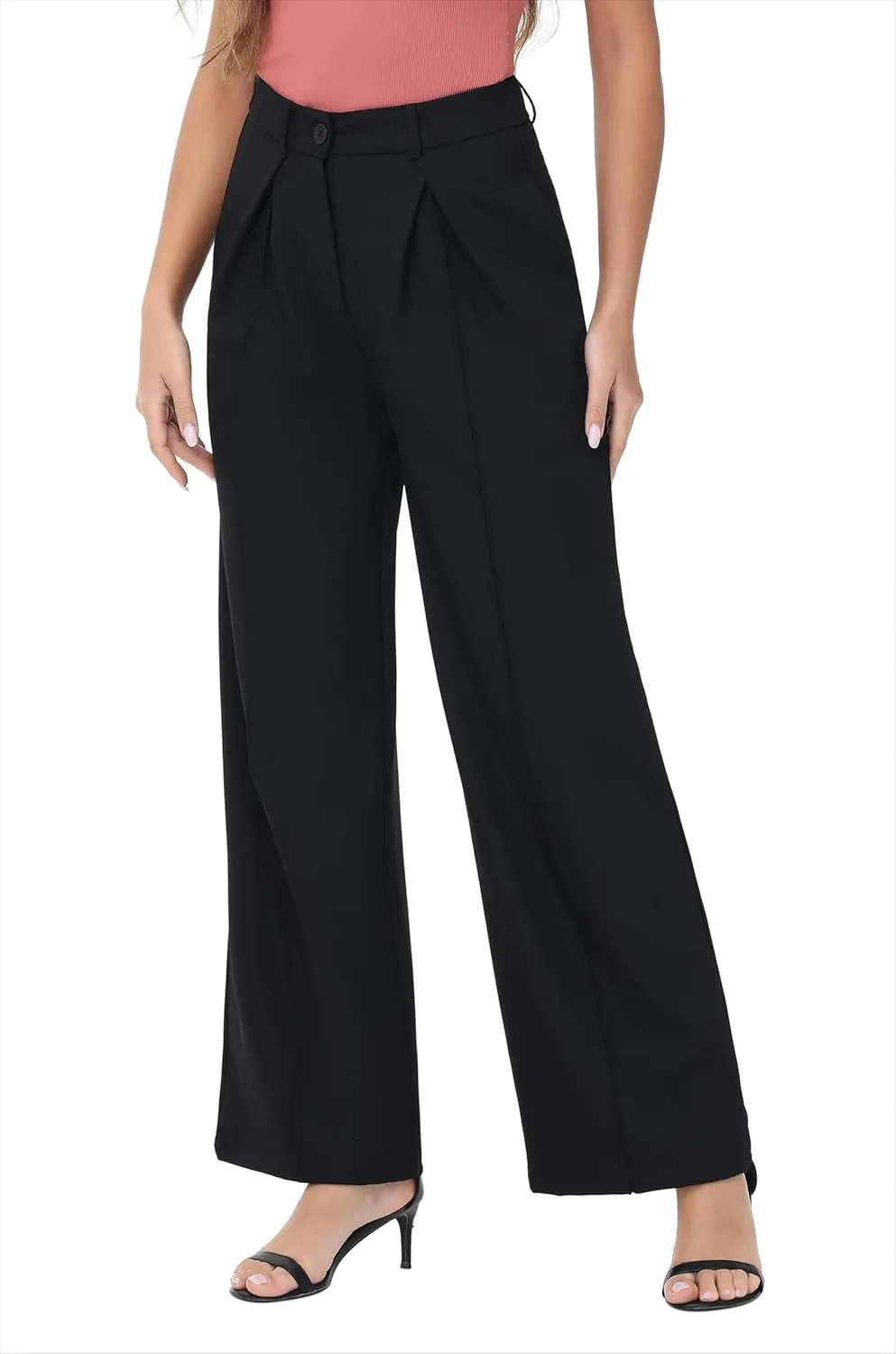 Women Wide Leg High Waisted Flowy Dress Pants Workout Casual Trousers