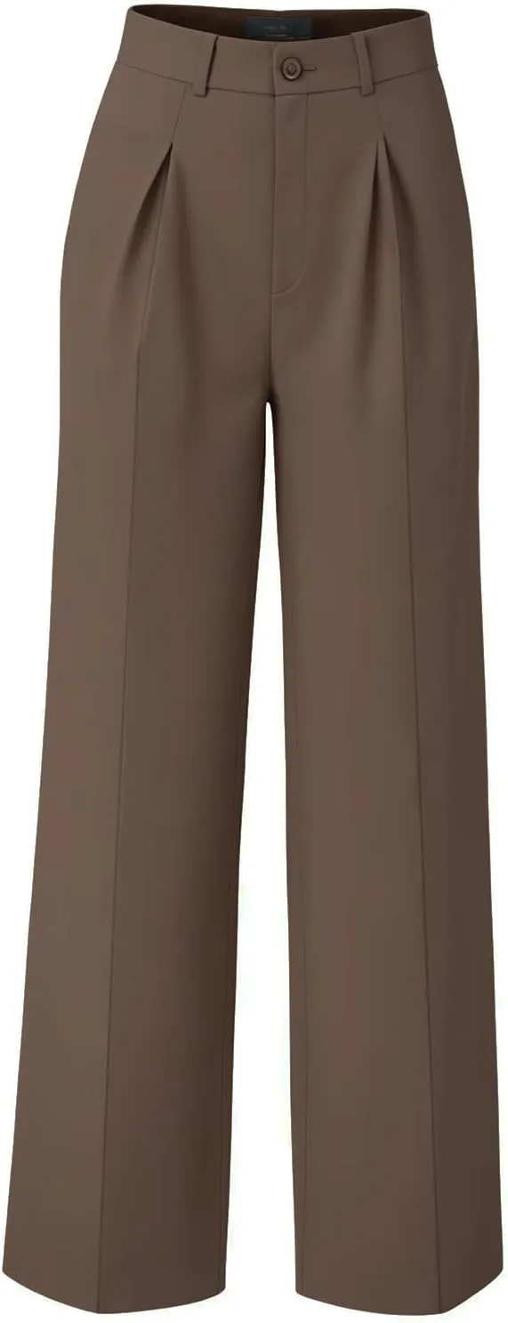 Women Wide Leg High Waisted Flowy Dress Pants Workout Casual Trousers