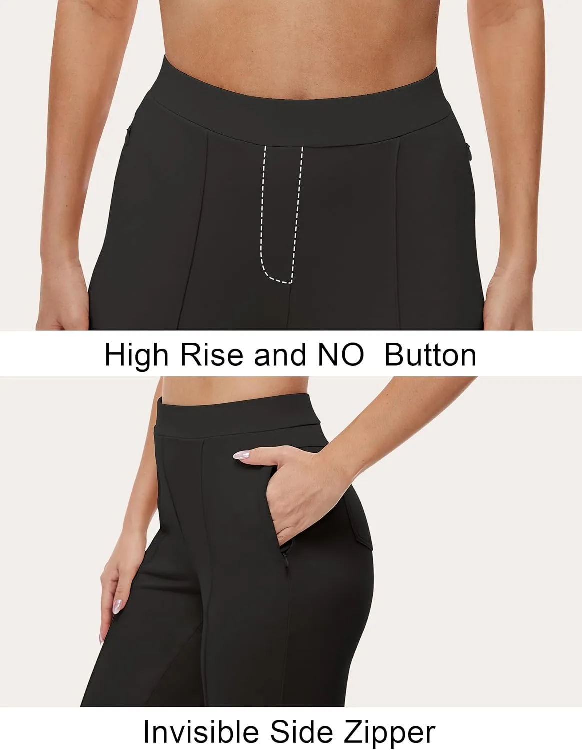 Womens 27"/29"/31" Wide Leg Pull On Loose Yoga Gym Pants, High Waist Tall, Petite, Regular Work Business Slacks