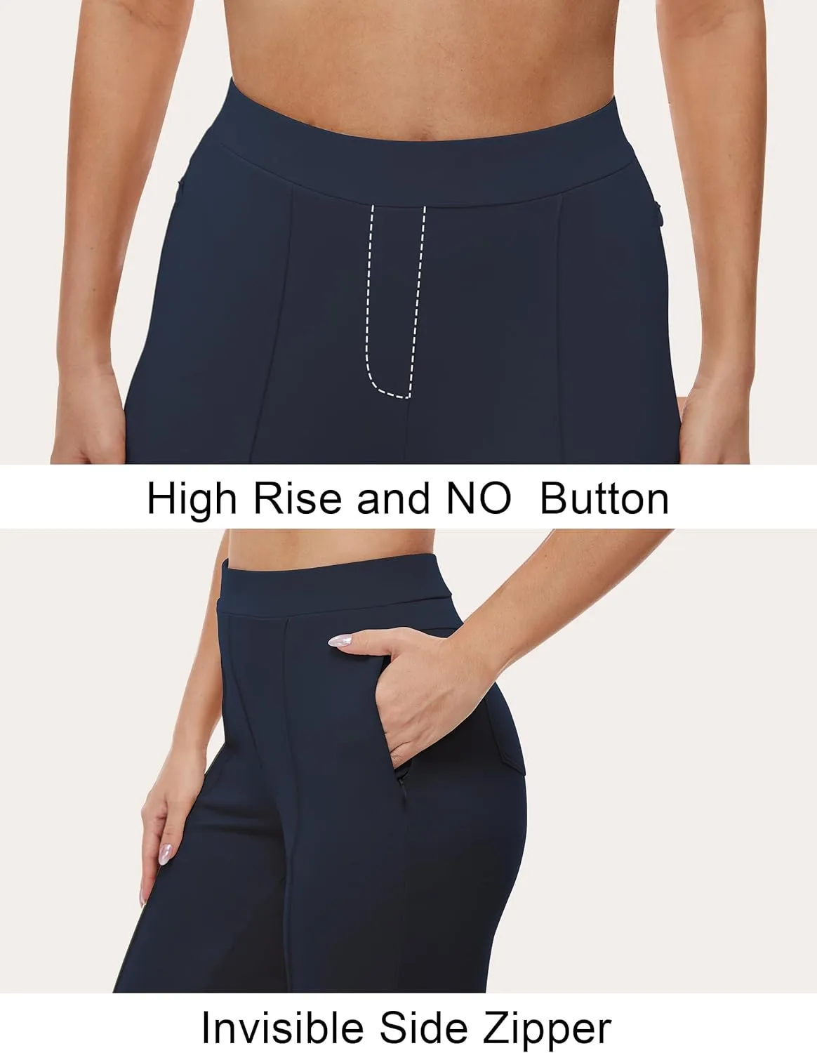 Womens 27"/29"/31" Wide Leg Pull On Loose Yoga Gym Pants, High Waist Tall, Petite, Regular Work Business Slacks