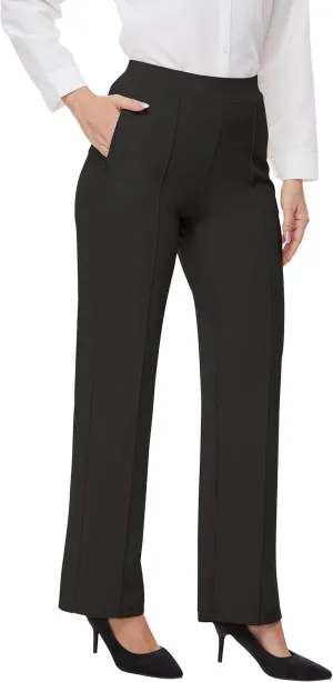 Womens 27"/29"/31" Wide Leg Pull On Loose Yoga Gym Pants, High Waist Tall, Petite, Regular Work Business Slacks