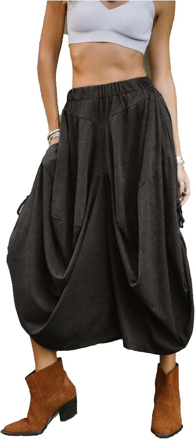 Women's Boho Cotton Harem Pants Comfy Wide Leg Pants Amisha
