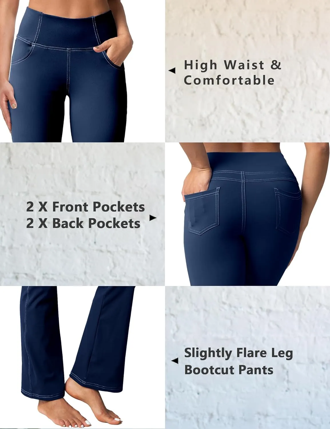 Women's Bootcut Yoga Pants, Wide Leg Leggings with Pockets High Waist Flare Dress Pants Petite/Regular/Tall