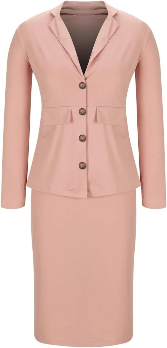 Womens Business Casual Clothes Dressy Casual Skirt Set Work Office Blazer and Pencil Skirt Blazer Set 2 Piece Outfits