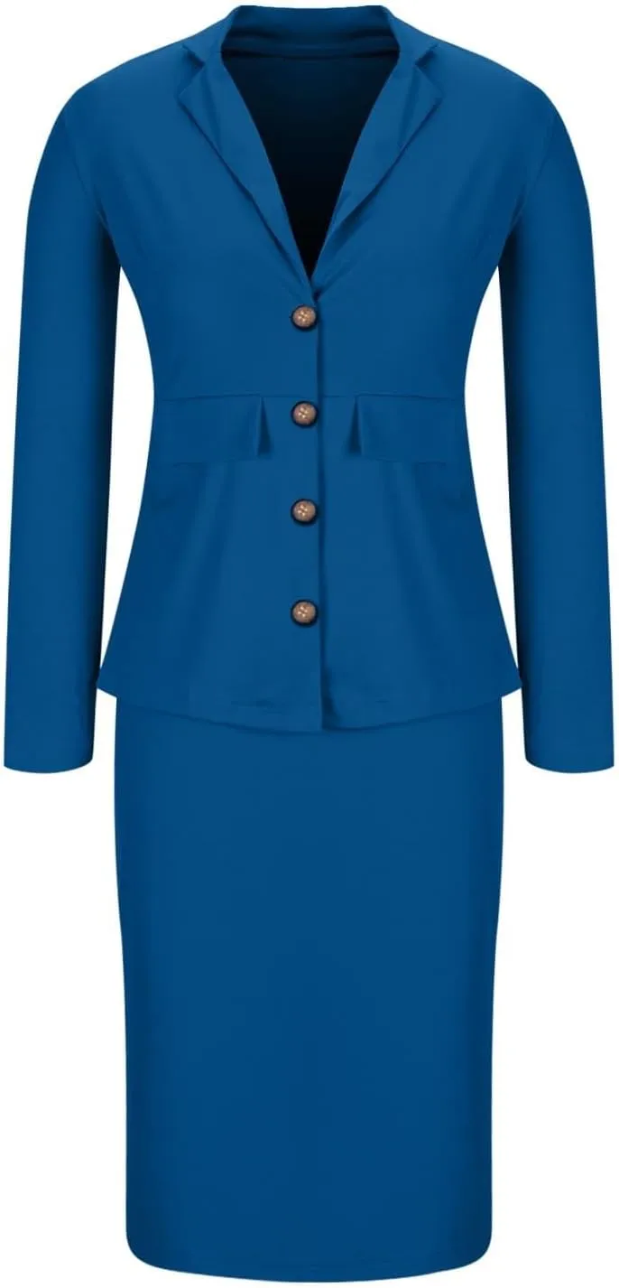 Womens Business Casual Clothes Dressy Casual Skirt Set Work Office Blazer and Pencil Skirt Blazer Set 2 Piece Outfits