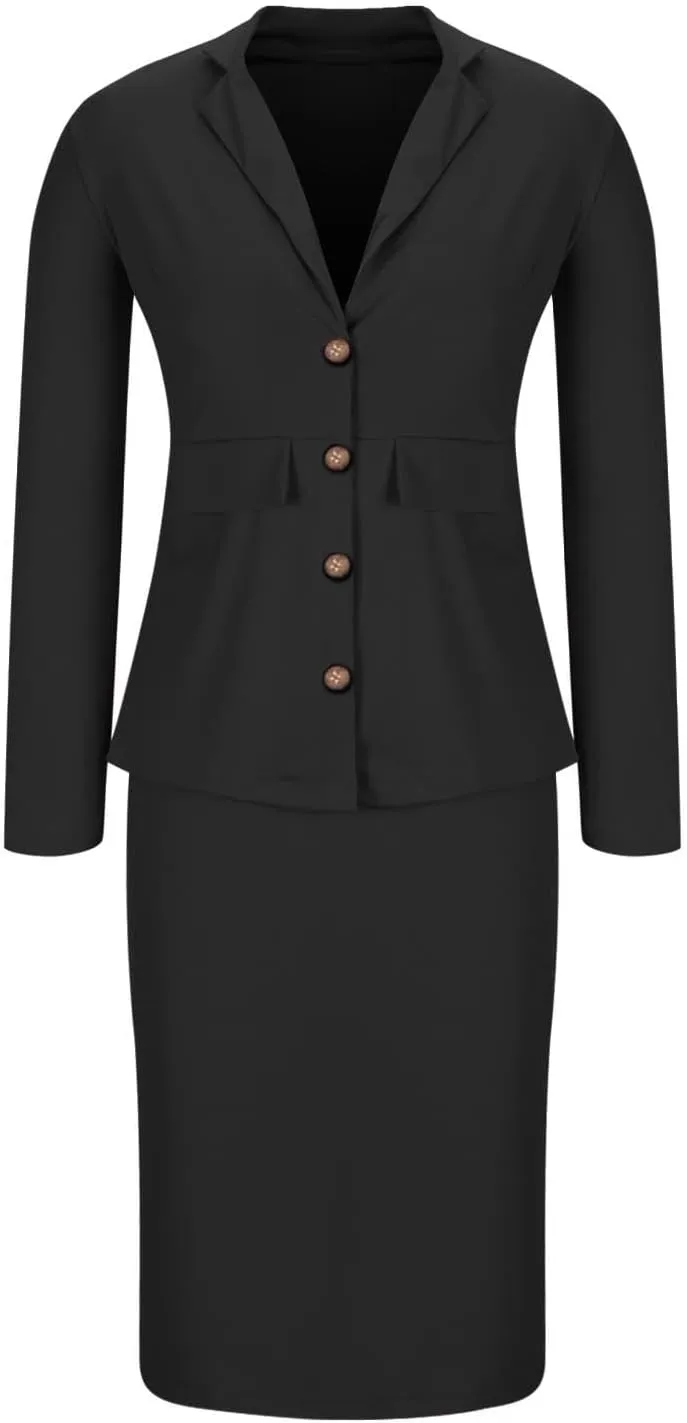 Womens Business Casual Clothes Dressy Casual Skirt Set Work Office Blazer and Pencil Skirt Blazer Set 2 Piece Outfits