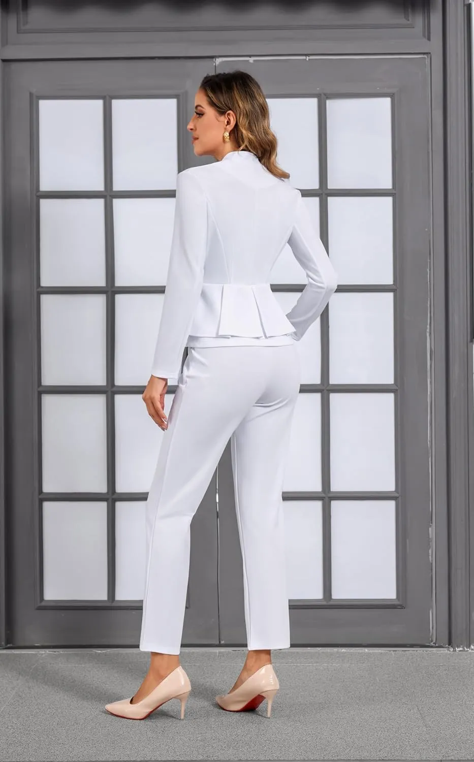 Women's Business Pant Suits 2 Piece Set Work Casual Outfits Dressy Blazer Jacket and Pants Suit