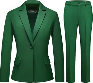 Women's Business Solid Suit 2 Piece Slim Fit Classic Blazer Pants Set for Women Formal Office