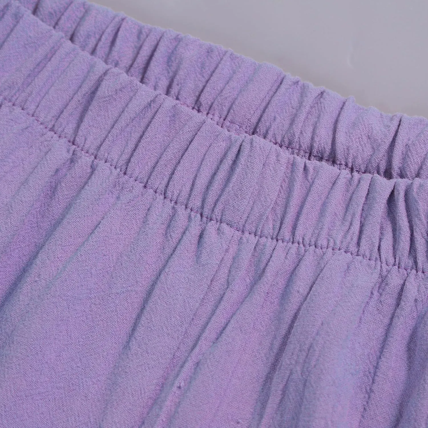 Womens Casual Cotton Linen Pants Lightweight Comfy Drawstring Loose Beach Palazzo Harem Capri Pants Trousers with Pockets