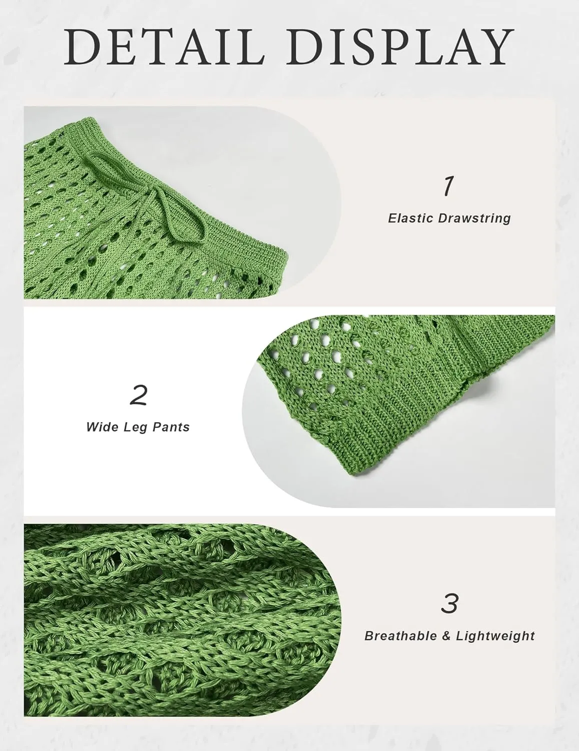 Womens Crochet Knit Elastic Waist Tie Beach Coverup Pant Summer 2025 Trendy Outfits Bathing Suit Cover Up Pants