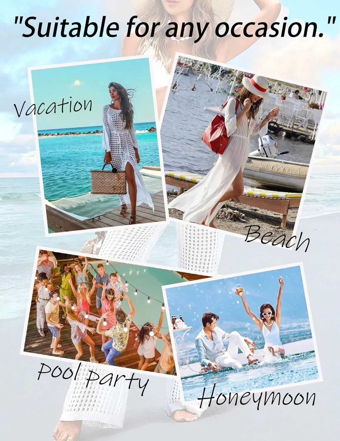 Womens Crochet Knit Elastic Waist Tie Beach Coverup Pant Summer 2025 Trendy Outfits Bathing Suit Cover Up Pants