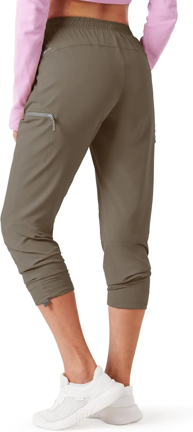 Women's Hiking Cargo Pants Outdoor Lightweight Quick Dry Water Resistant UPF 50  Capris Pants with Zipper Pockets