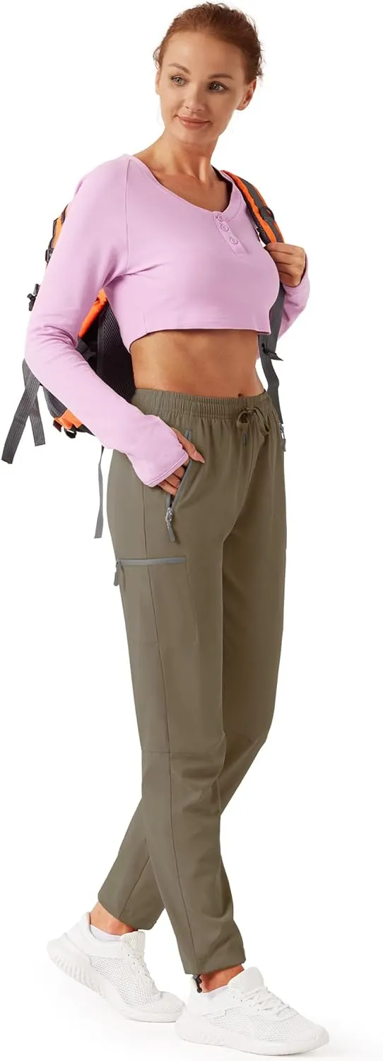 Women's Hiking Cargo Pants Outdoor Lightweight Quick Dry Water Resistant UPF 50  Capris Pants with Zipper Pockets