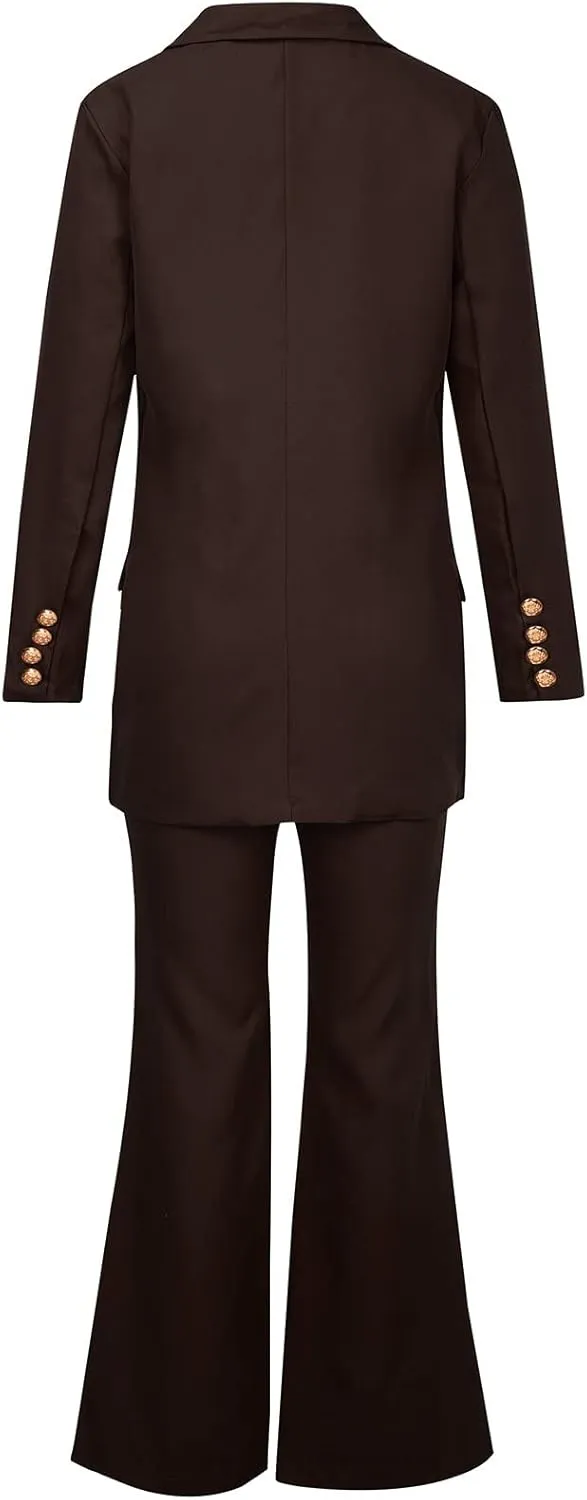 Womens Outfits Dressy Casual 2 Piece Blazer Flare Pantsuit Set Fashion Business Suit Elegant Office Clothes Pant Suits
