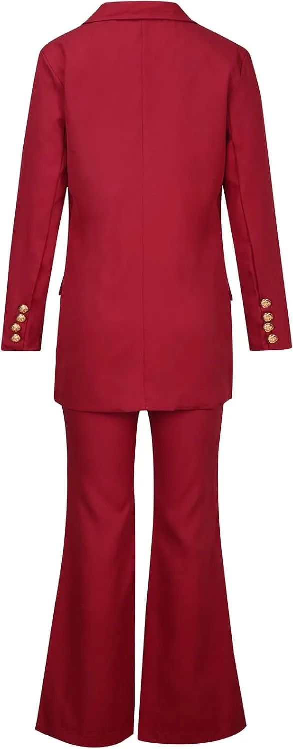 Womens Outfits Dressy Casual 2 Piece Blazer Flare Pantsuit Set Fashion Business Suit Elegant Office Clothes Pant Suits