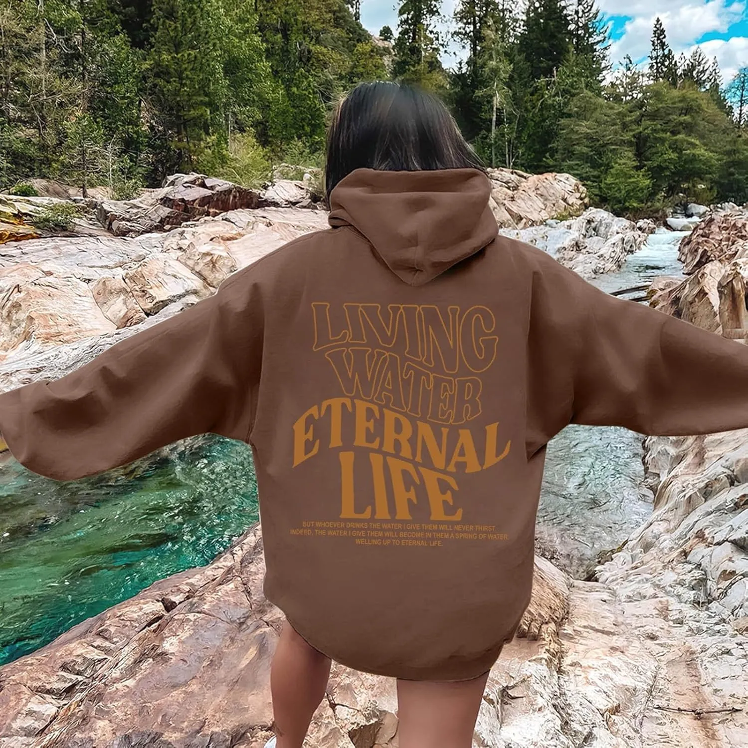 Womens Oversized Hoodies Long Sleeve Sweatshirt Letter Print Comfy Casual Loose Pullover with Pockets Clothes