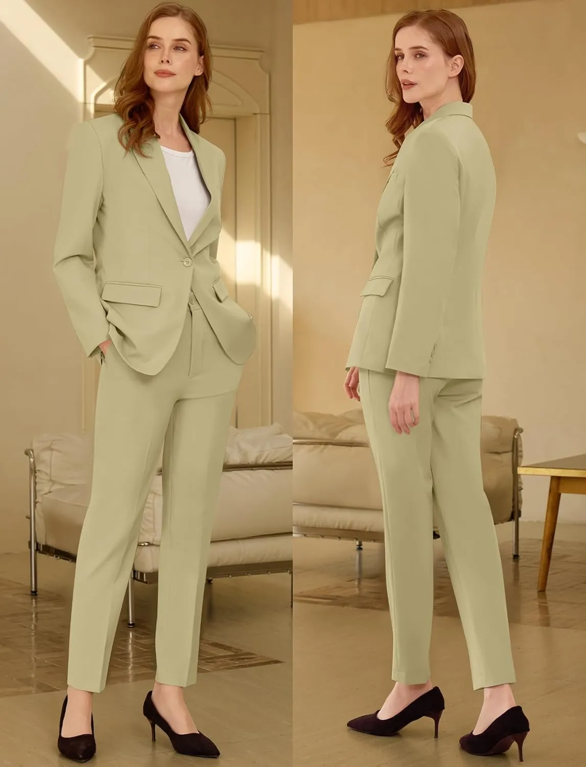 Womens Suit 2 Piece Slim Fit Outfits Suits Professional Blazer with Pants Dressy Casual Suiting Business Office Sets for Work