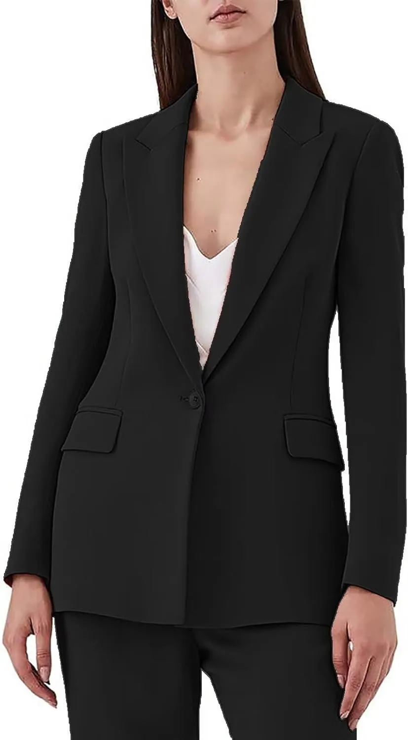 Women's Suiting 2 Piece One Button Dressy Pantsuit for Women Professional Wedding Suit Casual