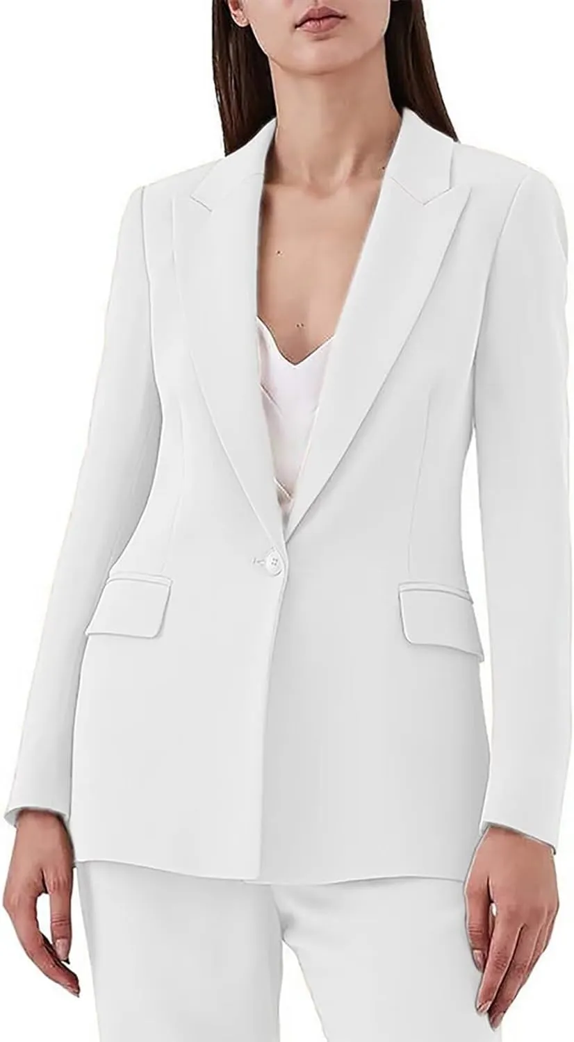 Women's Suiting 2 Piece One Button Dressy Pantsuit for Women Professional Wedding Suit Casual