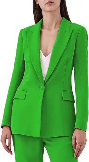 Women's Suiting 2 Piece One Button Dressy Pantsuit for Women Professional Wedding Suit Casual