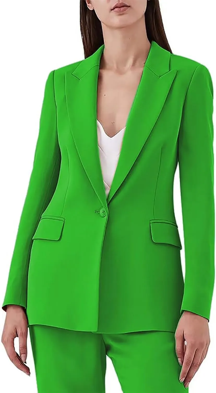 Women's Suiting 2 Piece One Button Dressy Pantsuit for Women Professional Wedding Suit Casual