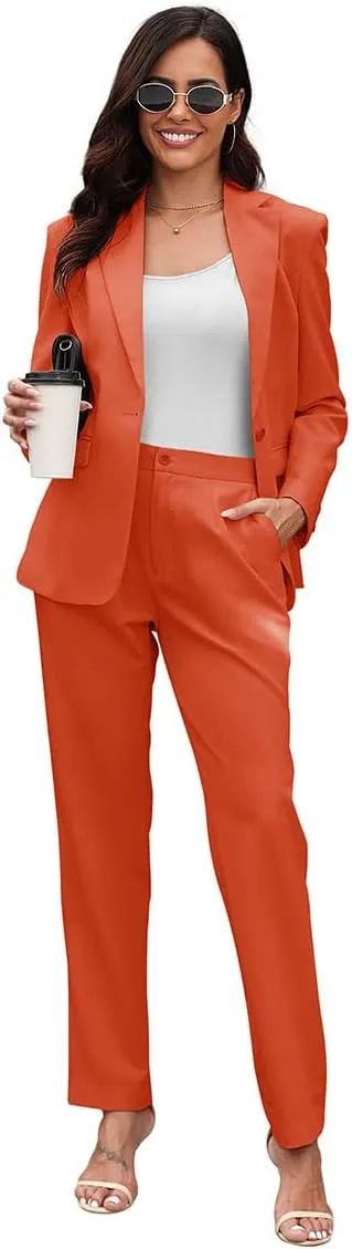 Women's Suits for Work Professional, 2 Piece Office Work Suit Set, Slim Fit One Button Blazer Jacket and Pants Set