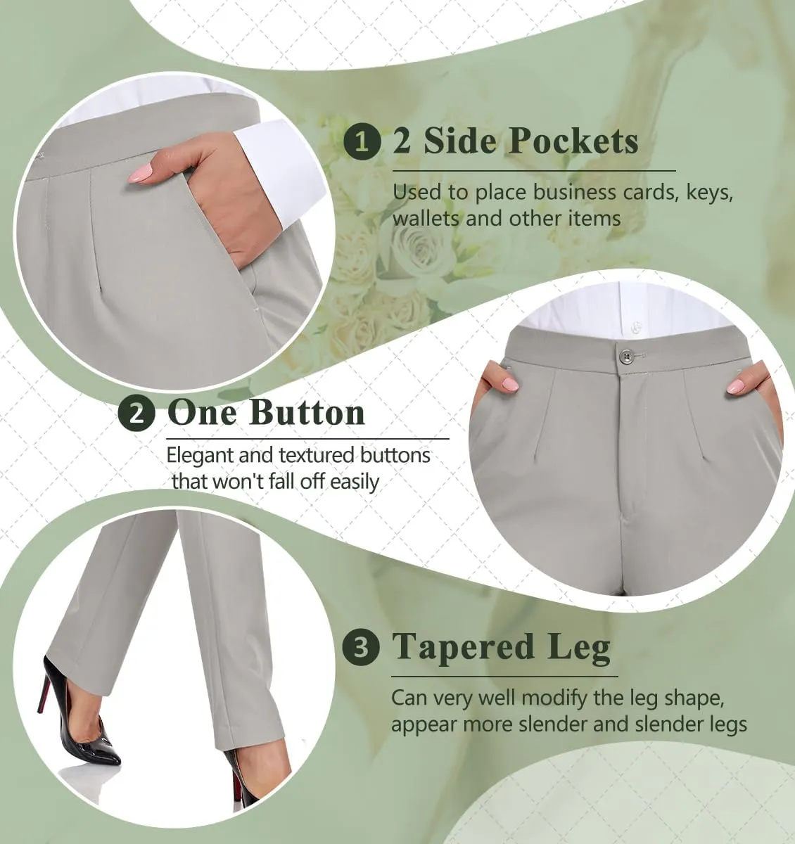 Women's Suits for Work Professional, 2 Piece Office Work Suit Set, Slim Fit One Button Blazer Jacket and Pants Set