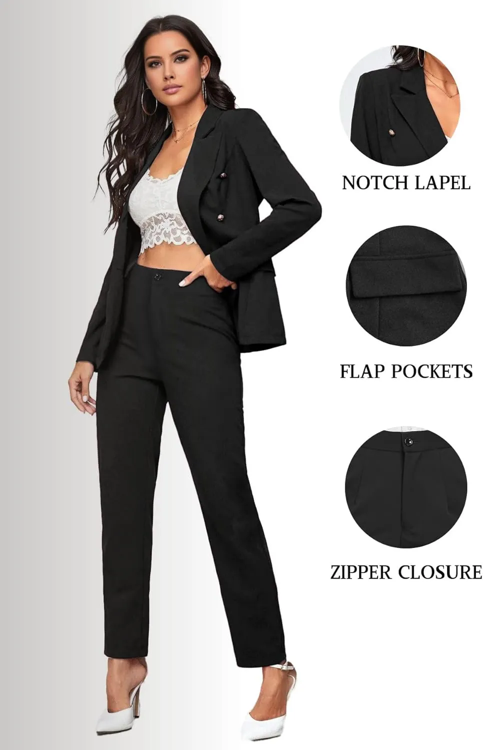 Women's Suits for Work Professional Business Attire 2 Piece Blazer and Pants Set