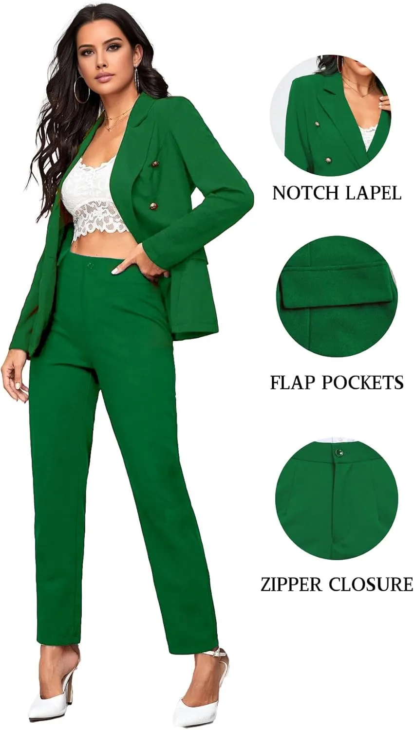 Women's Suits for Work Professional Business Attire 2 Piece Blazer and Pants Set