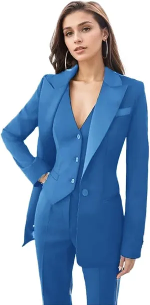 Womens Tuxedo 3 Piece Suit Sets for Women Blazer Pants Vest Set Womens Business Professional Outfits