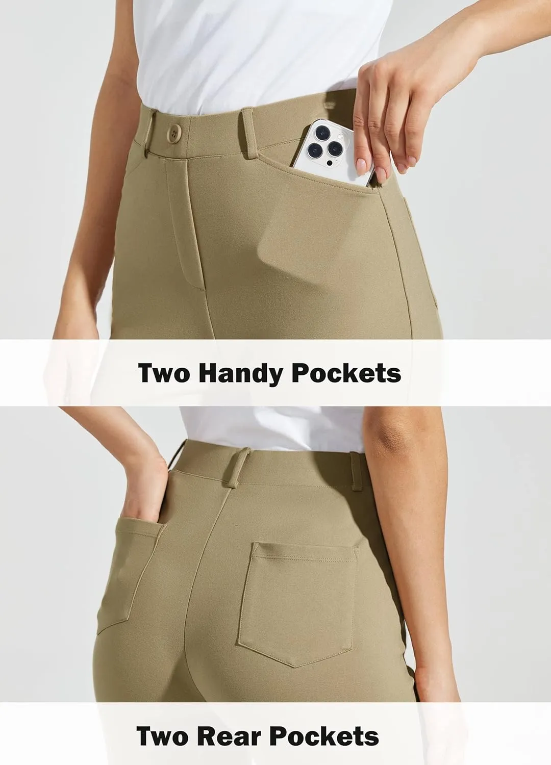 Women's Yoga Dress Pants Bootcut Work Slacks Stretch Office with Belt Loops 4 Pockets 28/29"/30"/31"/33"