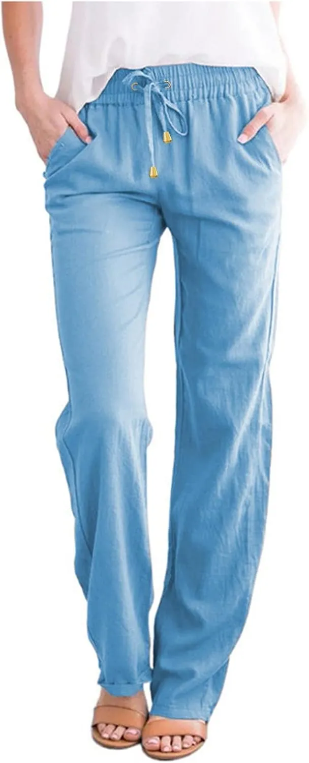 Women's Yoga Pants with Pockets Comfy Stretch Loose Wide Leg Casual Pants Breathable Running Workout Lounge Pants