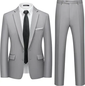 WULFUL Men's 2 Piece Suits Slim Fit Two Button Blazer Jacket Pants Set for Party,Wedding and Business
