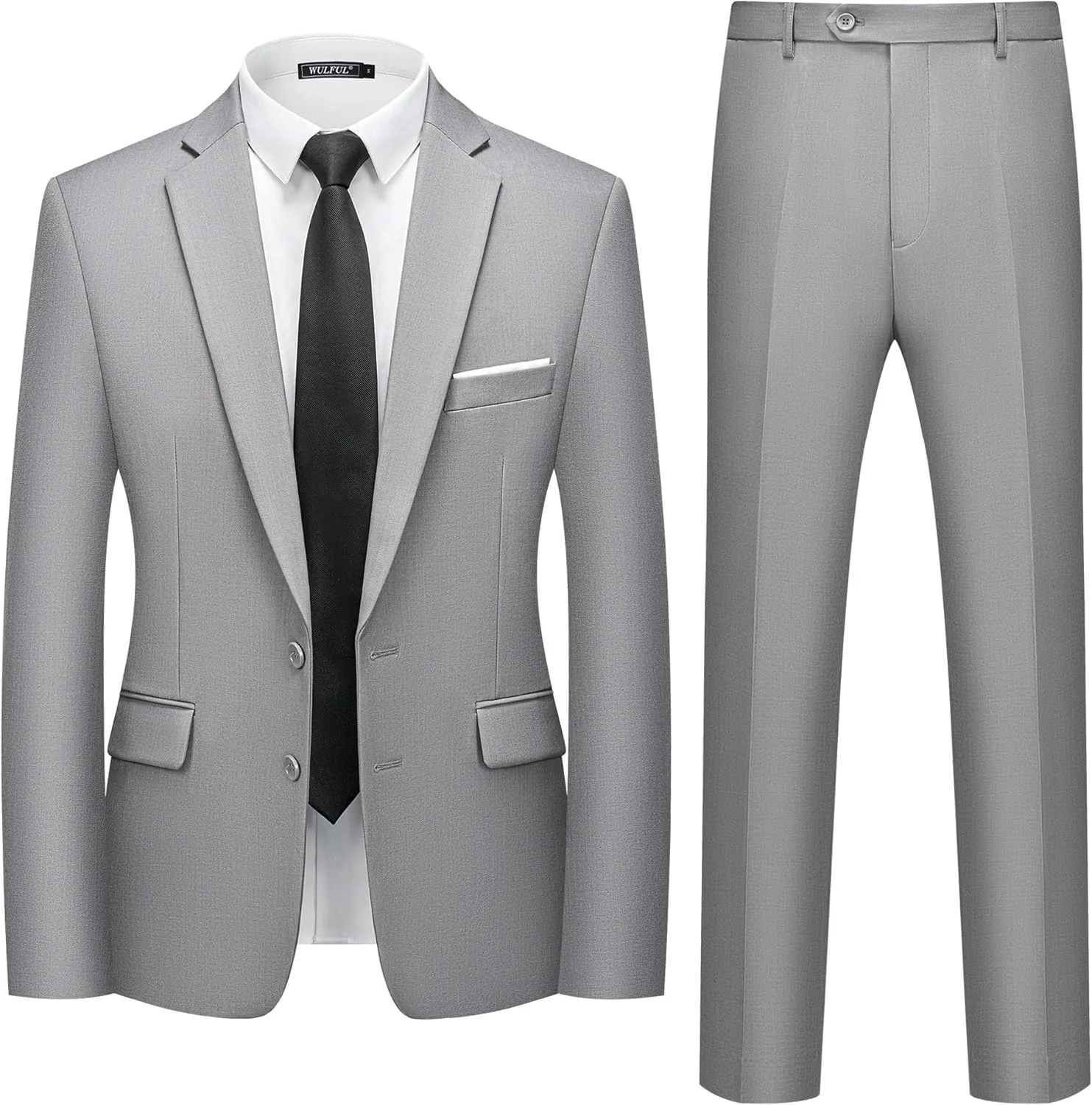WULFUL Men's 2 Piece Suits Slim Fit Two Button Blazer Jacket Pants Set for Party,Wedding and Business
