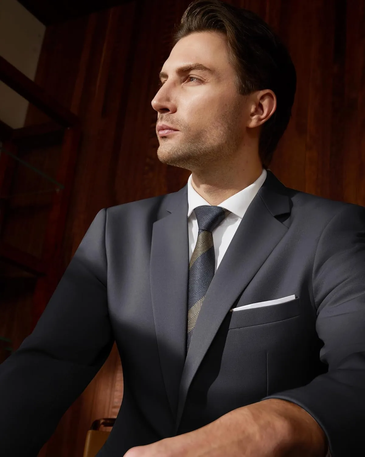 WULFUL Men's 2 Piece Suits Slim Fit Two Button Blazer Jacket Pants Set for Party,Wedding and Business
