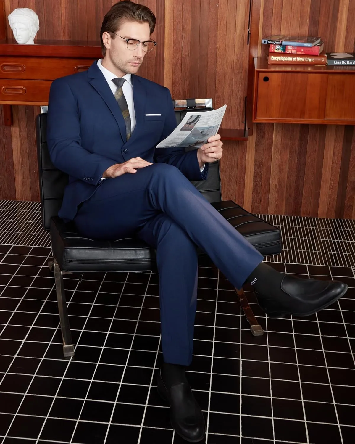 WULFUL Men's 2 Piece Suits Slim Fit Two Button Blazer Jacket Pants Set for Party,Wedding and Business