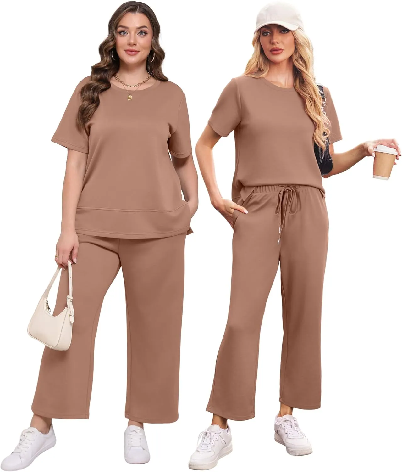XIEERDUO Women's 2 Piece Lounge Set Fashion Travel Outfits Vacation Tracksuit Comfy Wide Leg Airport Loungewear S-3XL