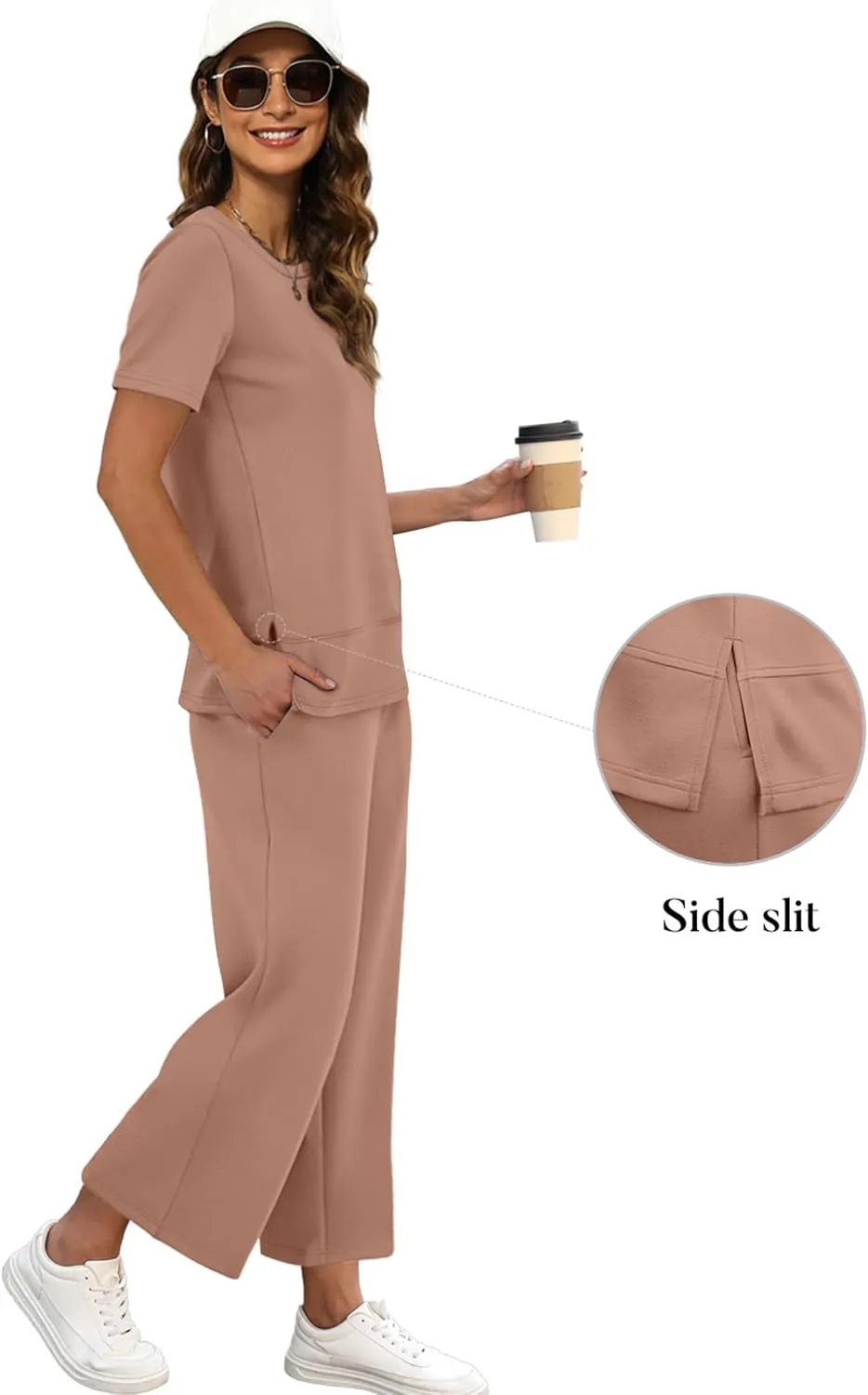 XIEERDUO Women's 2 Piece Lounge Set Fashion Travel Outfits Vacation Tracksuit Comfy Wide Leg Airport Loungewear S-3XL