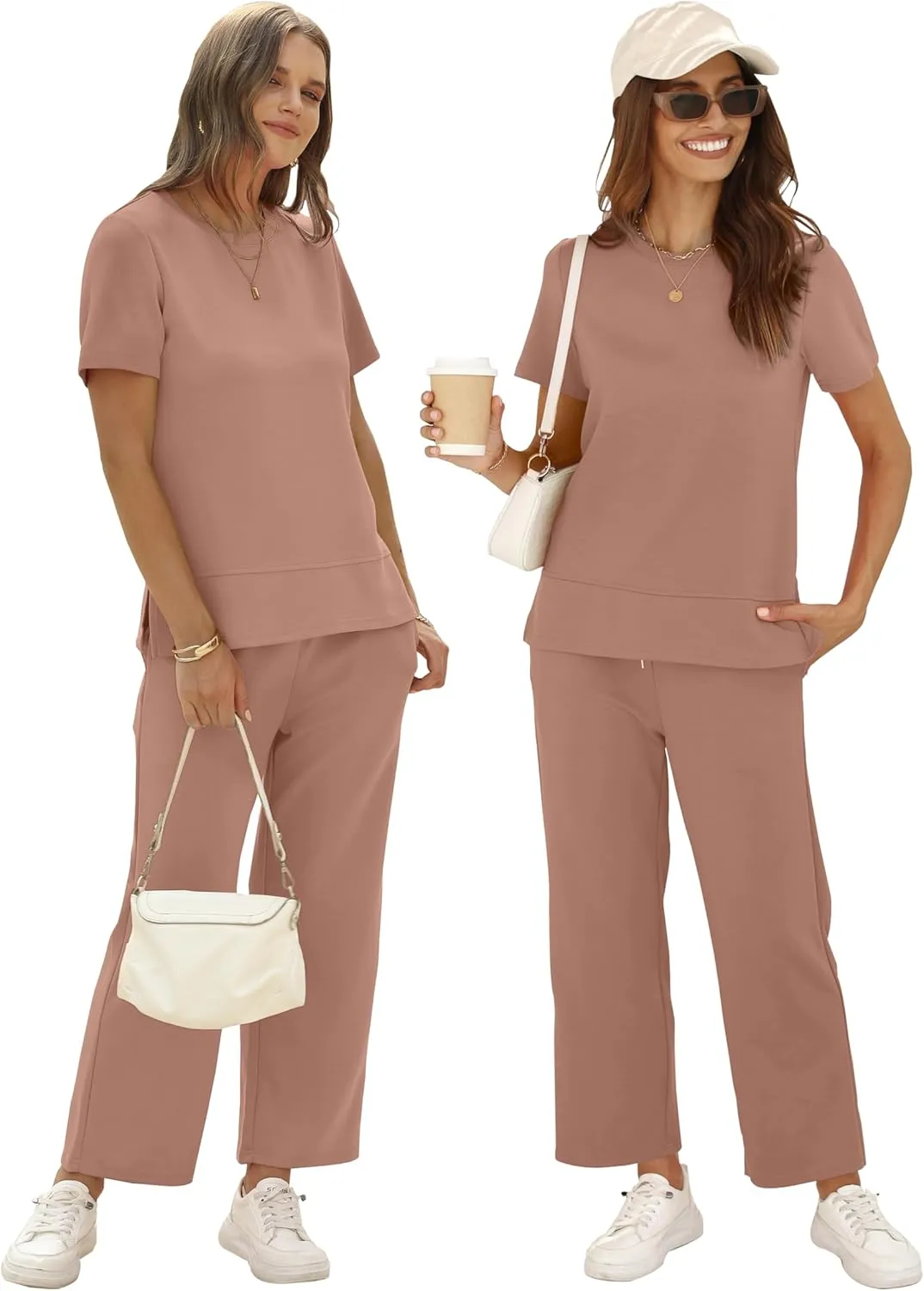 XIEERDUO Women's 2 Piece Lounge Set Fashion Travel Outfits Vacation Tracksuit Comfy Wide Leg Airport Loungewear S-3XL