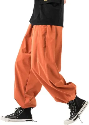 Xingfenly Design Drawstring Harem Pants Men Baggy Jogging Japanese Men Crotch Wide Leg Male Casual Loose Trousers