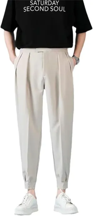 Xingfenly Pleats Men' Casual Harem Pants Japanese Style Loose Male Feet Solid Color Youth Trousers Streetwear