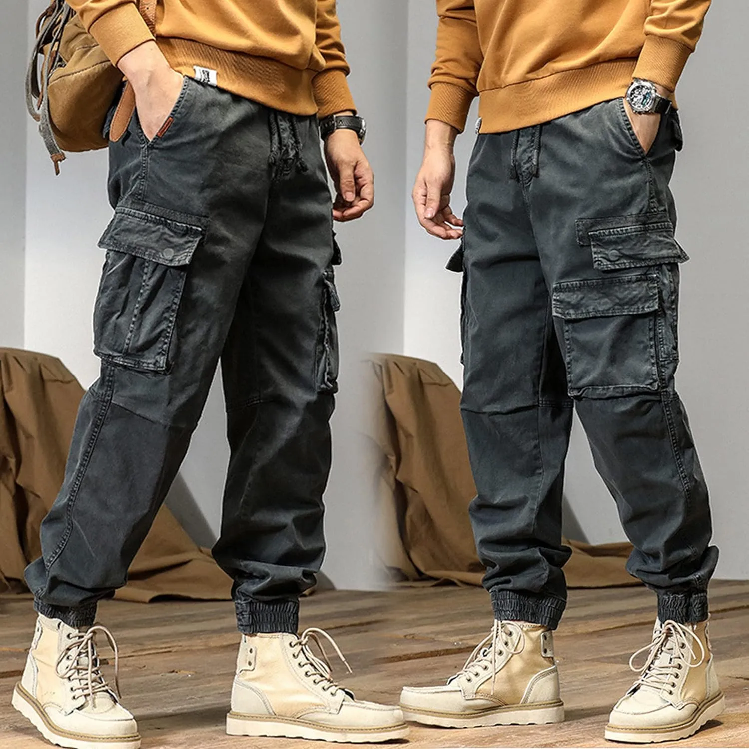 XYXIONGMAO Men's Functional Hip Hop Unisex Tactical Techwear Streetwear Cargo Pants Overalls Jogger Slacks Harem Sweatpants
