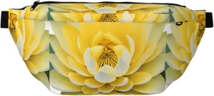 Yellow Lotus Flower Stylish Crossbody Waist Pack - Versatile And Compact Travel Pouch For Hands-Free Storage, Black, PBYB-12185A