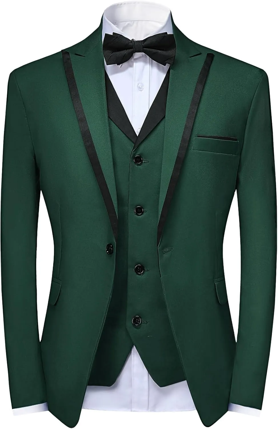 YFFUSHI Men's 3 Piece Suit Slim Fit Notched Lapel One Button Solid Jacket Vest Pants