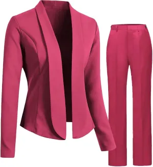 YUVUXE Women's Black Classic Fit Business Suit Jacket & Pant Set for Professional Women, Young Adults; SUIT