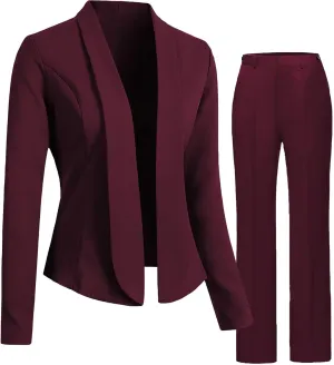 YUVUXE Women's Black Classic Fit Business Suit Jacket & Pant Set for Professional Women, Young Adults; SUIT