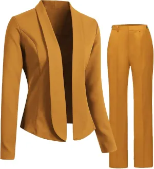 YUVUXE Women's Black Classic Fit Business Suit Jacket & Pant Set for Professional Women, Young Adults; SUIT
