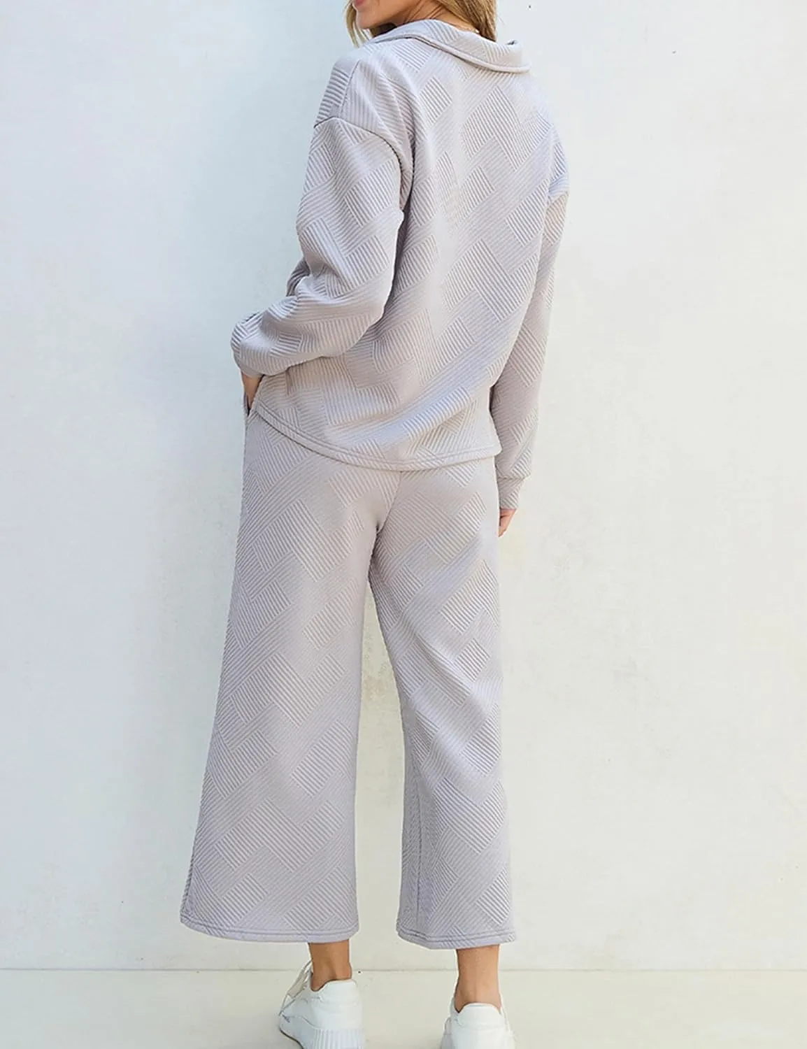 Zontroldy Women's 2 Piece Sets Fall Outfits Pollever Sweatshirt Wide Leg Pants Matching Set Tracksuit